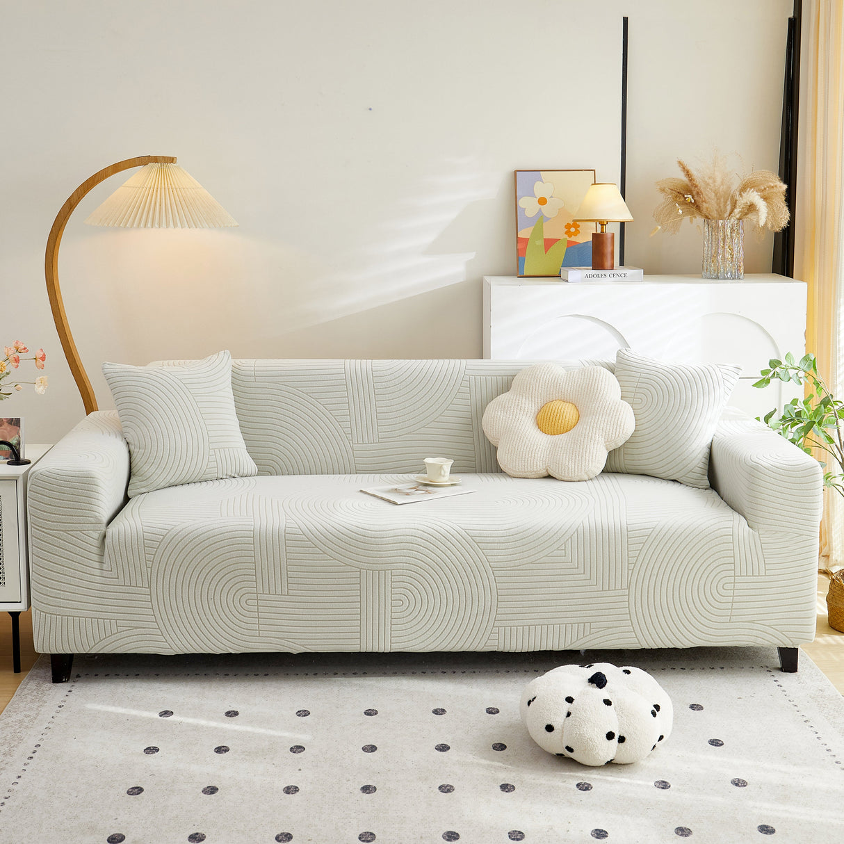 Fleece Stretch Sofa Slipcover Washable Soft Spandex Couch Cover Furniture Protector