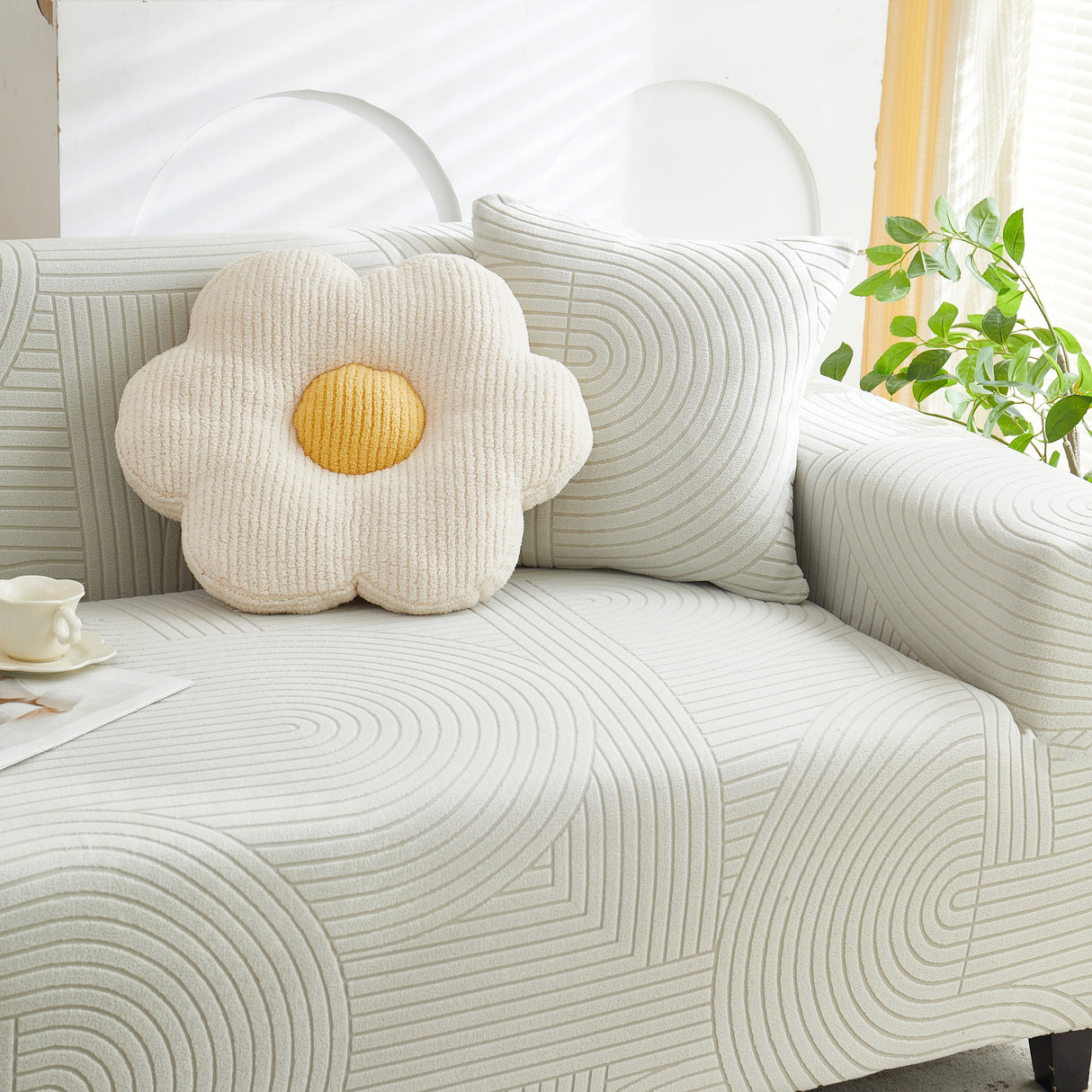 Fleece Stretch Sofa Slipcover Washable Soft Spandex Couch Cover Furniture Protector