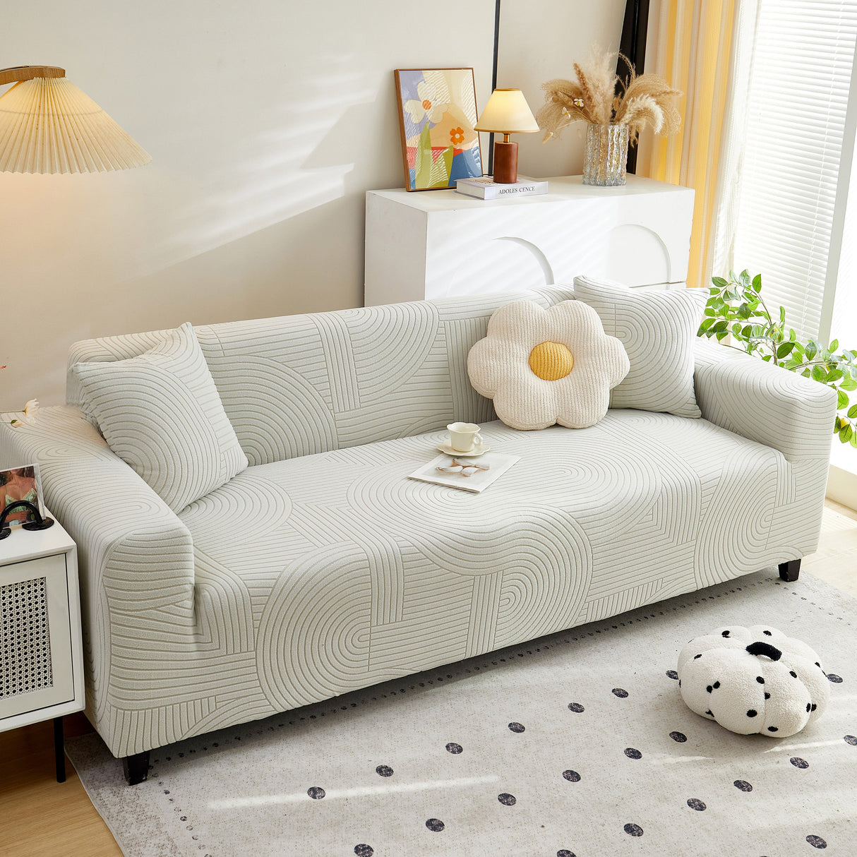 Fleece Stretch Sofa Slipcover Washable Soft Spandex Couch Cover Furniture Protector