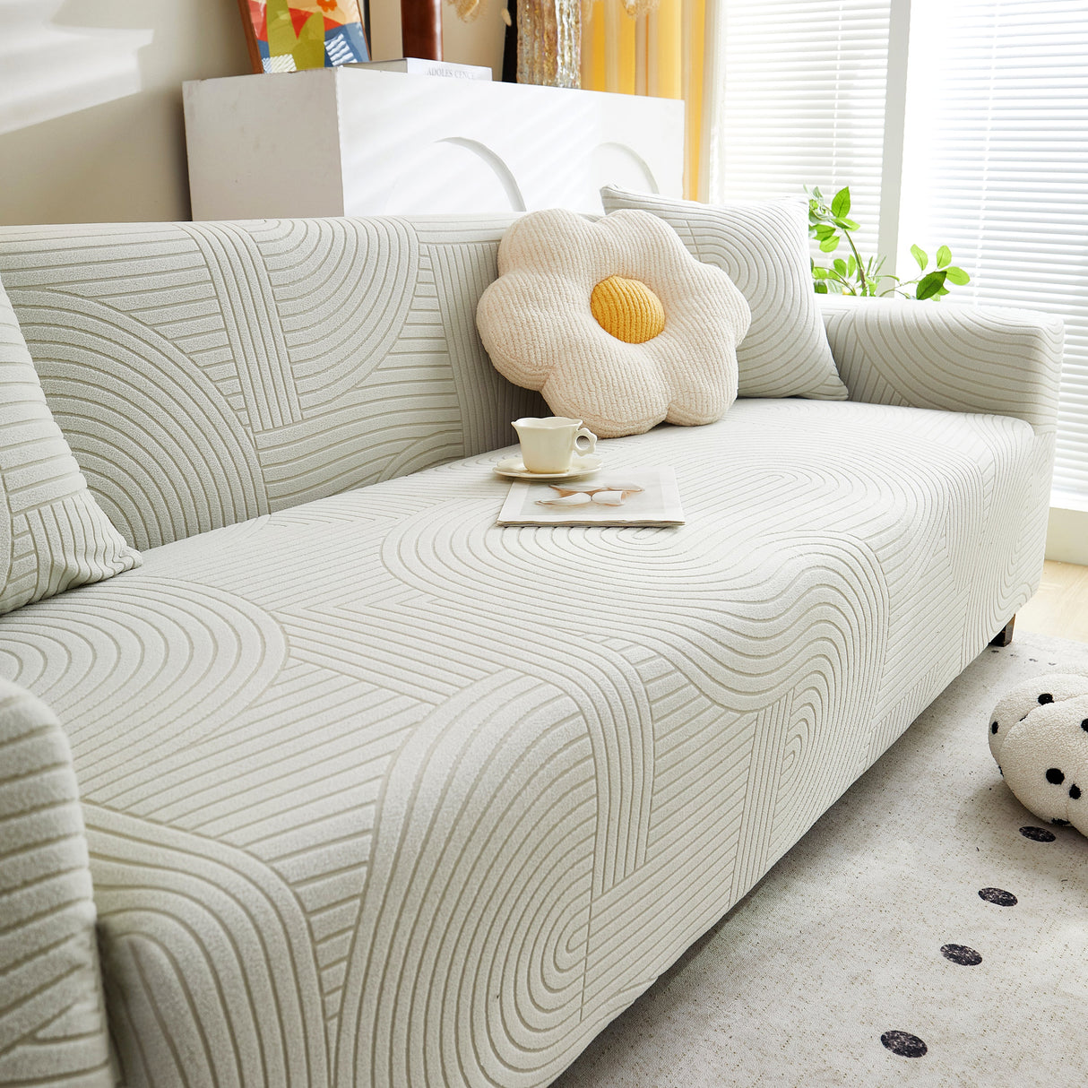 Fleece Stretch Sofa Slipcover Washable Soft Spandex Couch Cover Furniture Protector