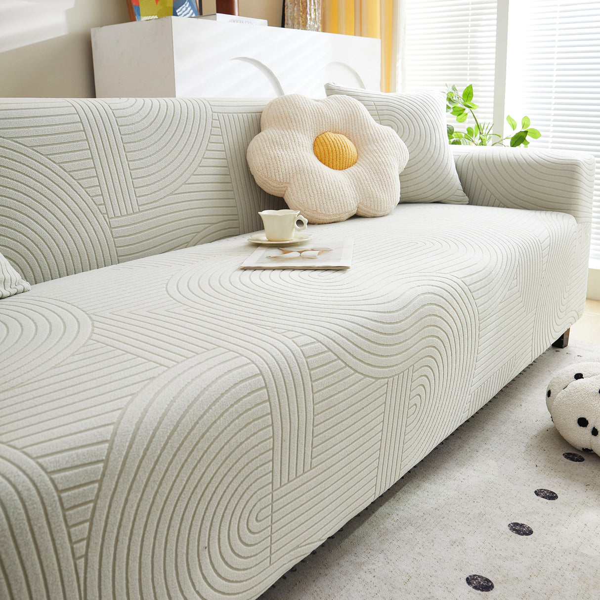 Fleece Stretch Sofa Slipcover Washable Soft Spandex Couch Cover Furniture Protector