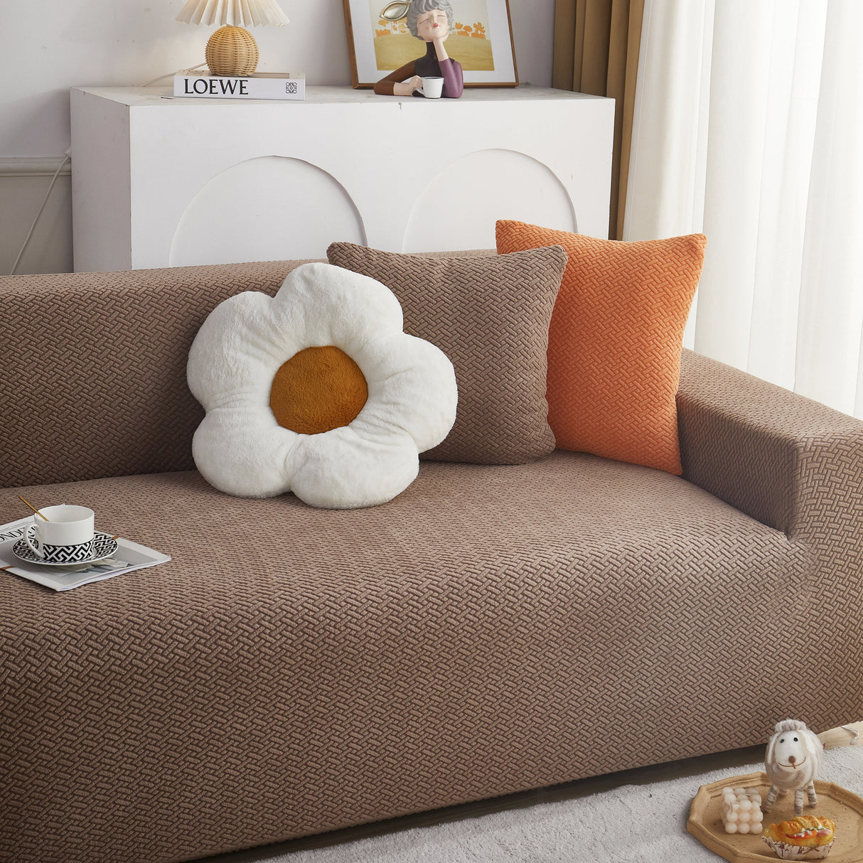 L Shape Couch Covers Stretch Slipcovers Furniture Protector with 1pcs Free Pillowcases