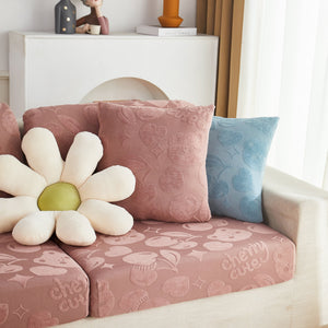 Cherry Cute Cooling Silk Fabric Stretch Couch Cushion Covers, Non-Slip Furniture Protector for Kids
