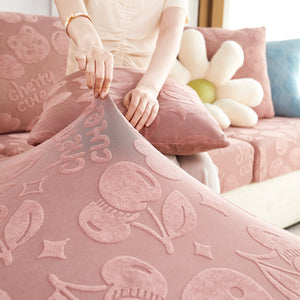Cherry Cute Cooling Silk Fabric Stretch Couch Cushion Covers, Non-Slip Furniture Protector for Kids