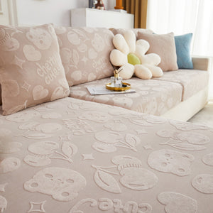 Cherry Cute Cooling Silk Fabric Stretch Couch Cushion Covers, Non-Slip Furniture Protector for Kids