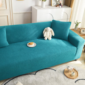 Grid Textured Stretch Sofa Cover, Soft Elastic Slipcover for Couch Protection