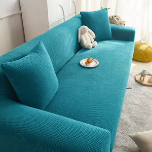 Grid Textured Stretch Sofa Cover, Soft Elastic Slipcover for Couch Protection