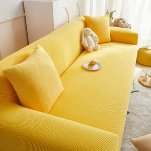 Grid Textured Stretch Sofa Cover, Soft Elastic Slipcover for Couch Protection