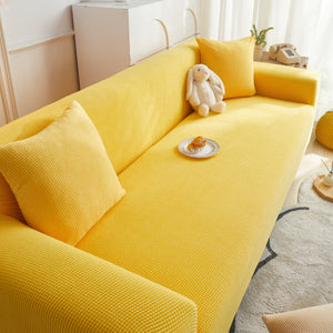 Grid Textured Stretch Sofa Cover, Soft Elastic Slipcover for Couch Protection