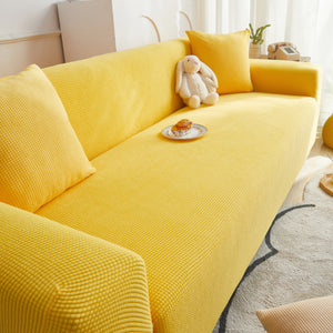 Grid Textured Stretch Sofa Cover, Soft Elastic Slipcover for Couch Protection