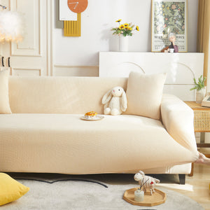 Grid Textured Stretch Sofa Cover, Soft Elastic Slipcover for Couch Protection