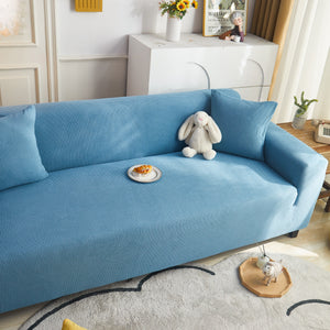Grid Textured Stretch Sofa Cover, Soft Elastic Slipcover for Couch Protection