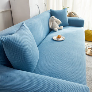 Grid Textured Stretch Sofa Cover, Soft Elastic Slipcover for Couch Protection