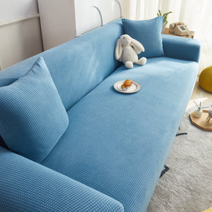 Grid Textured Stretch Sofa Cover, Soft Elastic Slipcover for Couch Protection