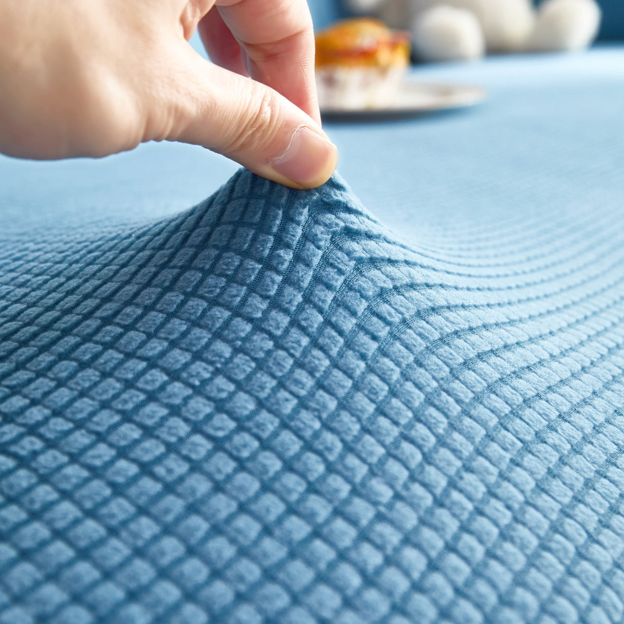 Grid Textured Stretch Sofa Cover, Soft Elastic Slipcover for Couch Protection
