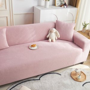 Grid Textured Stretch Sofa Cover, Soft Elastic Slipcover for Couch Protection