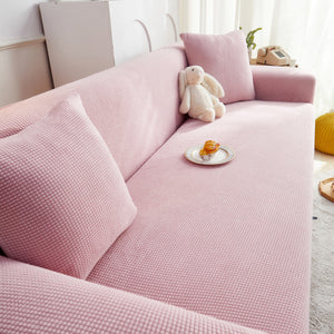 Grid Textured Stretch Sofa Cover, Soft Elastic Slipcover for Couch Protection