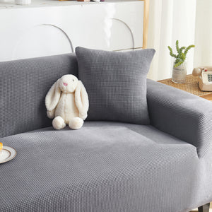 Grid Textured Stretch Sofa Cover, Soft Elastic Slipcover for Couch Protection