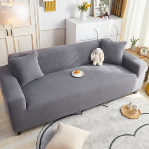 Grid Textured Stretch Sofa Cover, Soft Elastic Slipcover for Couch Protection