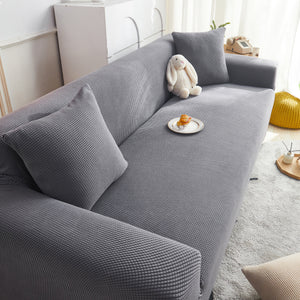 Grid Textured Stretch Sofa Cover, Soft Elastic Slipcover for Couch Protection