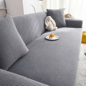 Grid Textured Stretch Sofa Cover, Soft Elastic Slipcover for Couch Protection