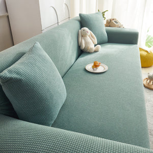 Grid Textured Stretch Sofa Cover, Soft Elastic Slipcover for Couch Protection