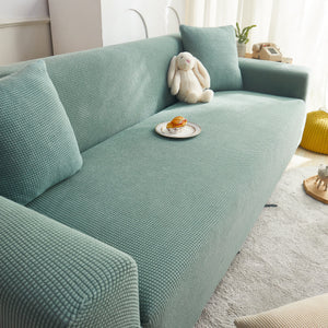 Grid Textured Stretch Sofa Cover, Soft Elastic Slipcover for Couch Protection