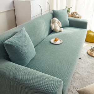 Grid Textured Stretch Sofa Cover, Soft Elastic Slipcover for Couch Protection