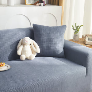 Grid Textured Stretch Sofa Cover, Soft Elastic Slipcover for Couch Protection