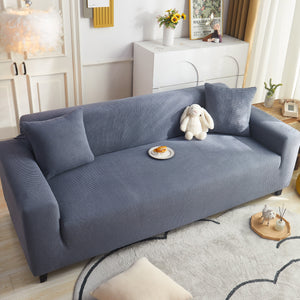 Grid Textured Stretch Sofa Cover, Soft Elastic Slipcover for Couch Protection