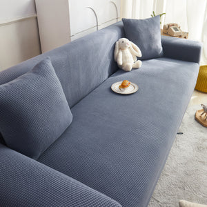 Grid Textured Stretch Sofa Cover, Soft Elastic Slipcover for Couch Protection