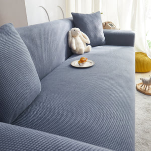 Grid Textured Stretch Sofa Cover, Soft Elastic Slipcover for Couch Protection