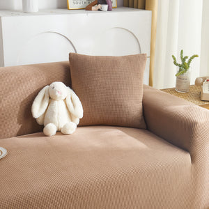 Grid Textured Stretch Sofa Cover, Soft Elastic Slipcover for Couch Protection