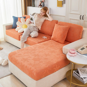Jacquard Fabric Couch Cushion Covers, Elastic Stretch Sofa Protector for L-Shaped Couches and Pet-Friendly Living Rooms