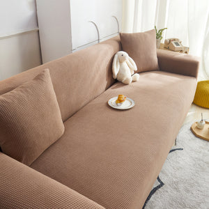 Grid Textured Stretch Sofa Cover, Soft Elastic Slipcover for Couch Protection