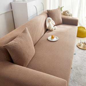 Grid Textured Stretch Sofa Cover, Soft Elastic Slipcover for Couch Protection