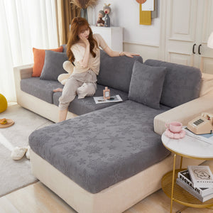 Jacquard Fabric Couch Cushion Covers, Elastic Stretch Sofa Protector for L-Shaped Couches and Pet-Friendly Living Rooms
