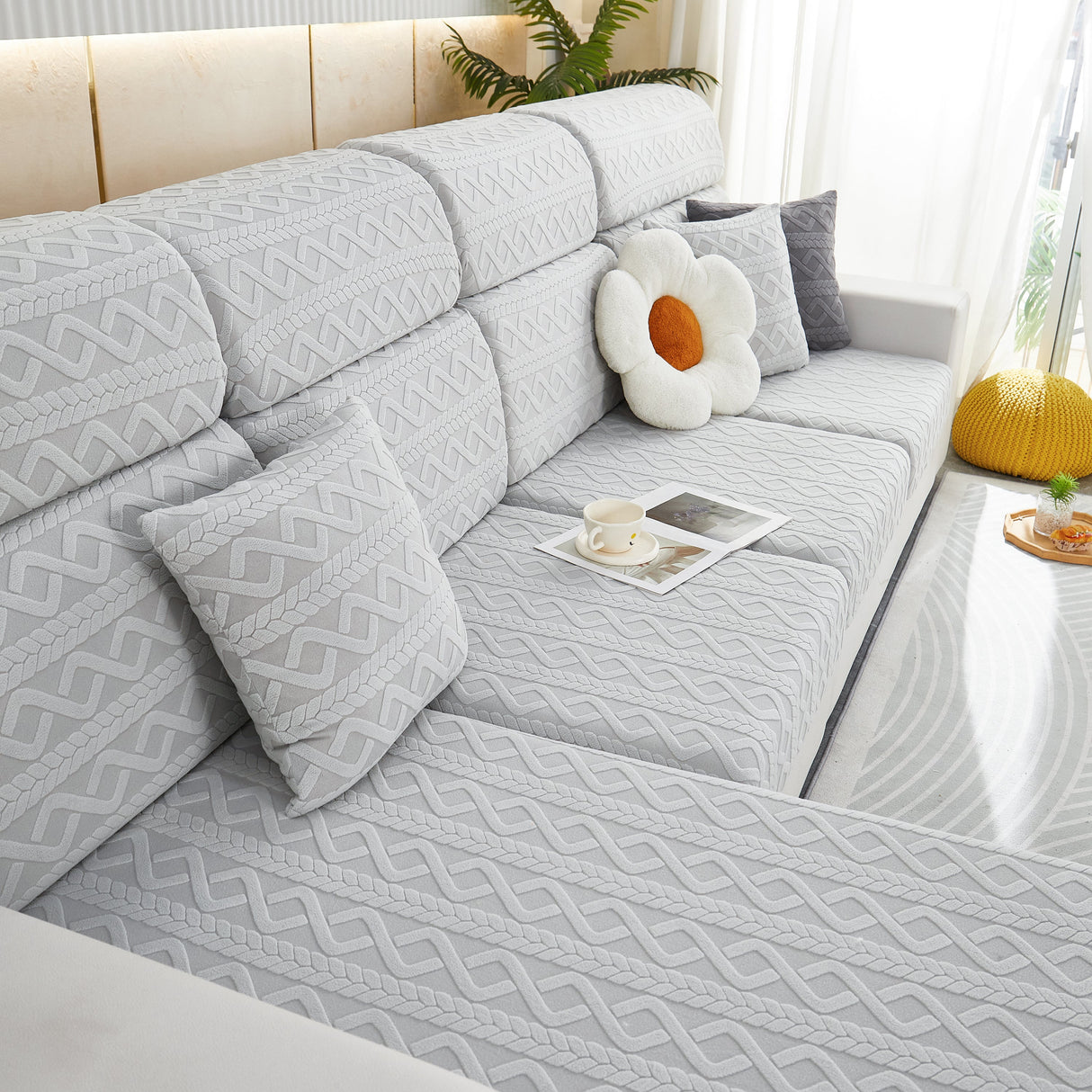 Stretch Couch Seat Cushion Covers, Sofa Slipcover Sofa Cover Soft Flexibility with Elastic Bottom