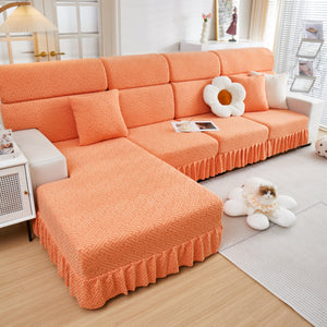 Stretch Sofa Covers with Skirt for Couch Seat and Cushion, Chaise, Sectional, 1/2/3/4 Seater Sofas