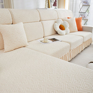Stretch Sofa Covers with Skirt for Couch Seat and Cushion, Chaise, Sectional, 1/2/3/4 Seater Sofas