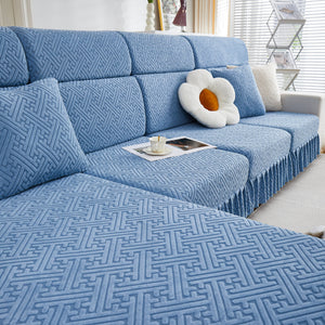 Stretch Sofa Covers with Skirt for Couch Seat and Cushion, Chaise, Sectional, 1/2/3/4 Seater Sofas