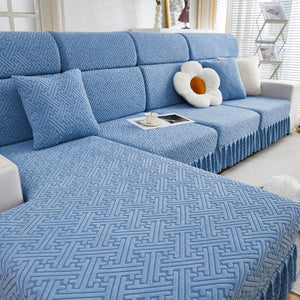 Stretch Sofa Covers with Skirt for Couch Seat and Cushion, Chaise, Sectional, 1/2/3/4 Seater Sofas