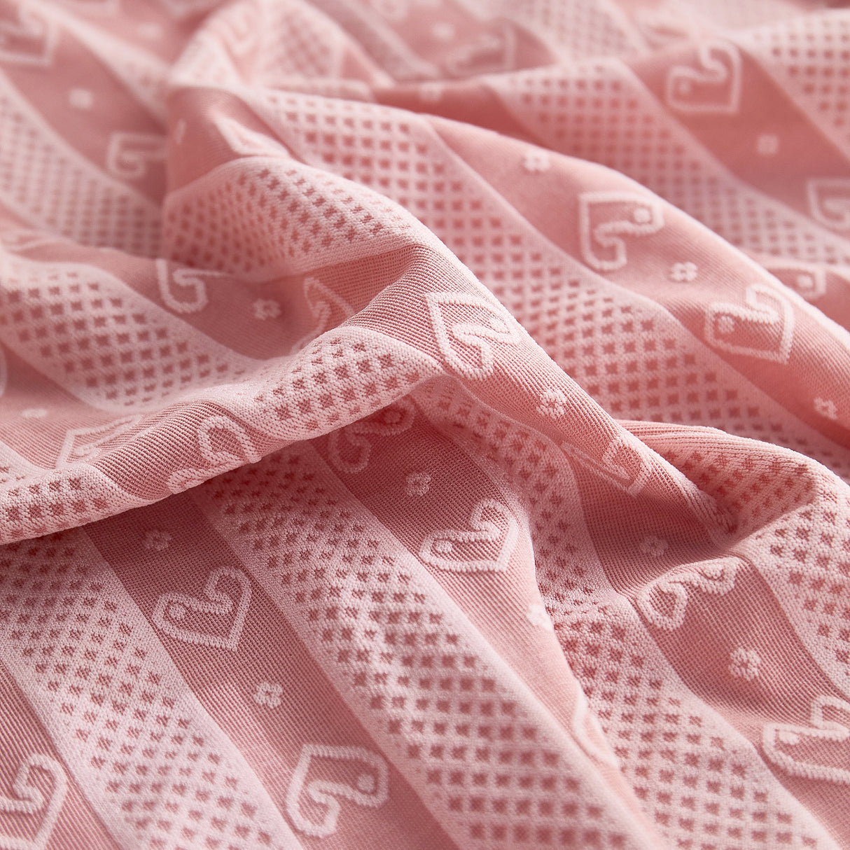 Love Stripe Jacquard Fleece Fabric Stretch Cushion Cover, Non-Slip Furniture Protector for Kids, Couch Cushion Covers