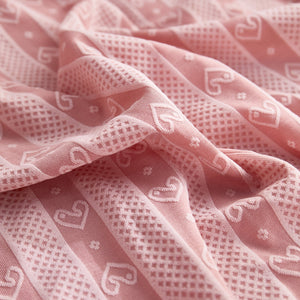 Love Stripe Jacquard Fleece Fabric Stretch Cushion Cover, Non-Slip Furniture Protector for Kids, Couch Cushion Covers