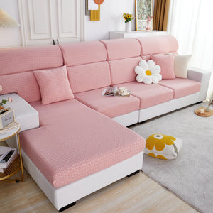 Growth Rings Jacquard Fleece Fabric Stretch Cushion Cover, Non-Slip Furniture Protector for Kids, Couch Cushion Covers