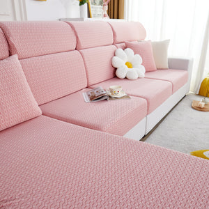 Growth Rings Jacquard Fleece Fabric Stretch Cushion Cover, Non-Slip Furniture Protector for Kids, Couch Cushion Covers