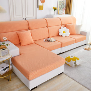 Growth Rings Jacquard Fleece Fabric Stretch Cushion Cover, Non-Slip Furniture Protector for Kids, Couch Cushion Covers