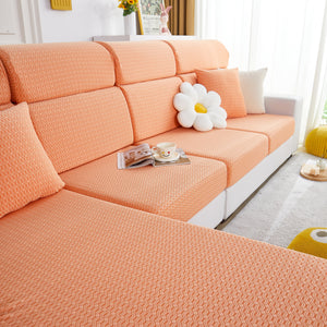 Growth Rings Jacquard Fleece Fabric Stretch Cushion Cover, Non-Slip Furniture Protector for Kids, Couch Cushion Covers