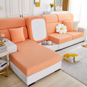 Growth Rings Jacquard Fleece Fabric Stretch Cushion Cover, Non-Slip Furniture Protector for Kids, Couch Cushion Covers