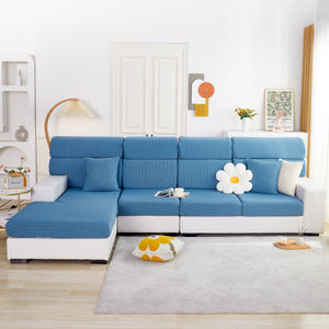 Growth Rings Jacquard Fleece Fabric Stretch Cushion Cover, Non-Slip Furniture Protector for Kids, Couch Cushion Covers